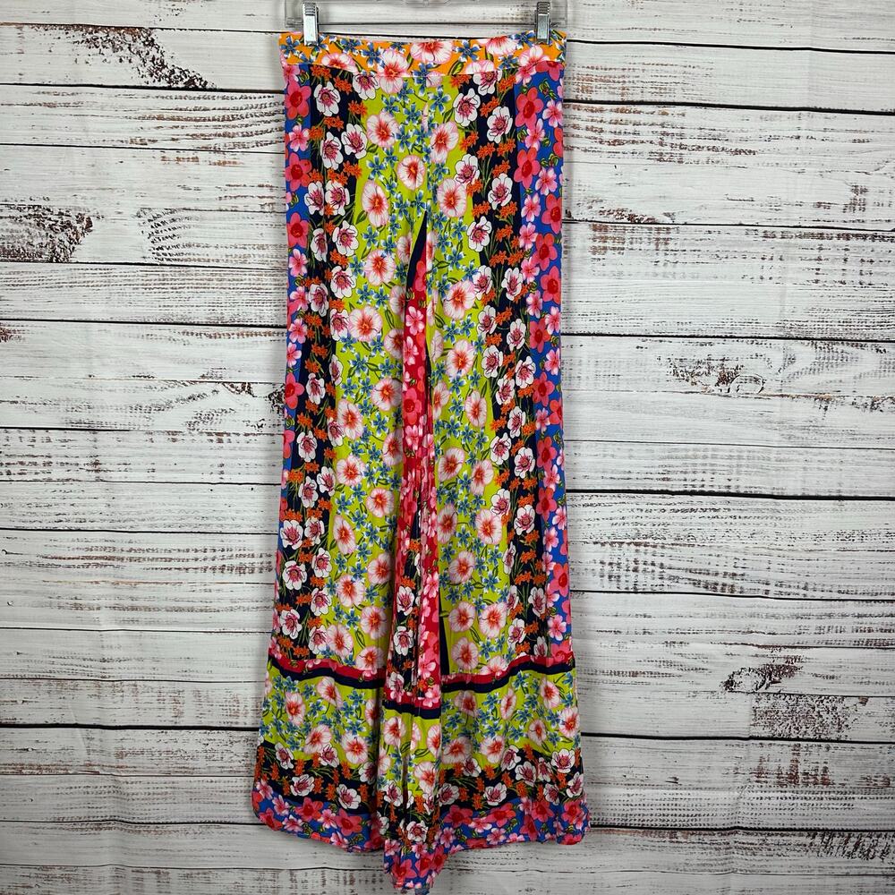Women's L'Atiste by Amy Bright Floral Flowy High Slit Boho Maxi Skirt Beach MED